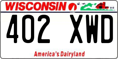 WI license plate 402XWD