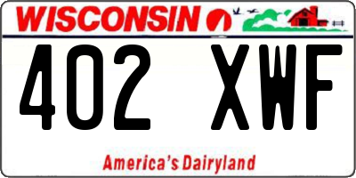 WI license plate 402XWF
