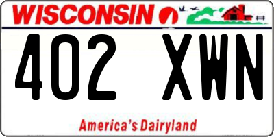 WI license plate 402XWN