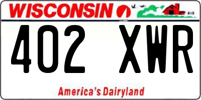 WI license plate 402XWR