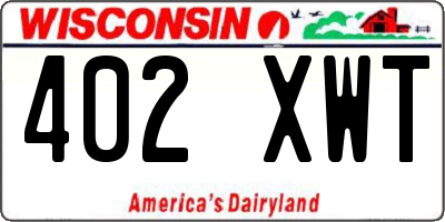 WI license plate 402XWT