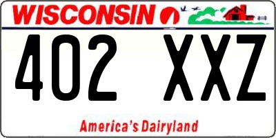 WI license plate 402XXZ
