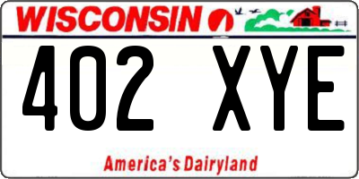 WI license plate 402XYE