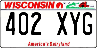 WI license plate 402XYG