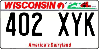 WI license plate 402XYK