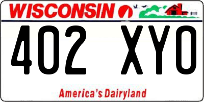 WI license plate 402XYO