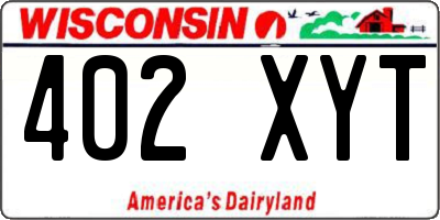 WI license plate 402XYT
