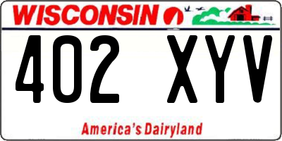 WI license plate 402XYV