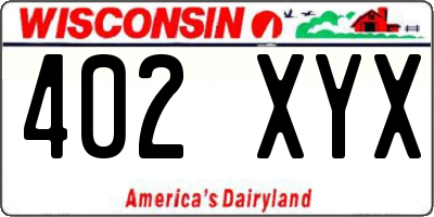WI license plate 402XYX