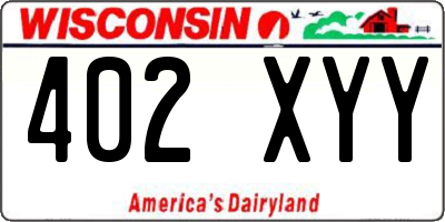 WI license plate 402XYY