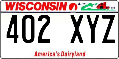 WI license plate 402XYZ