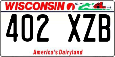 WI license plate 402XZB