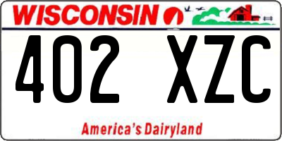WI license plate 402XZC