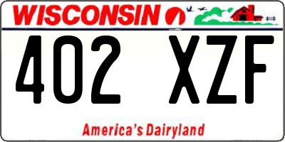 WI license plate 402XZF