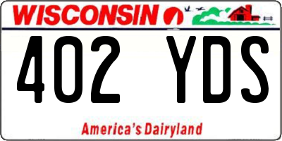 WI license plate 402YDS