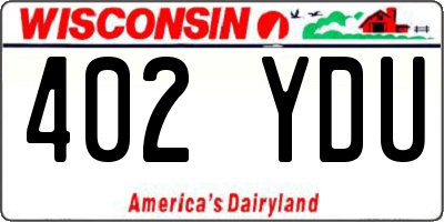 WI license plate 402YDU