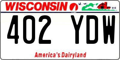 WI license plate 402YDW