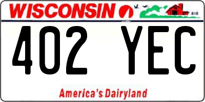 WI license plate 402YEC