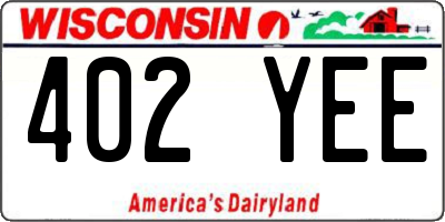 WI license plate 402YEE