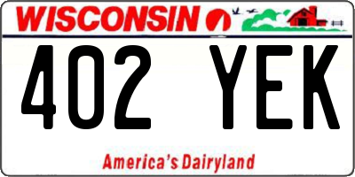 WI license plate 402YEK