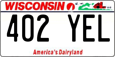 WI license plate 402YEL