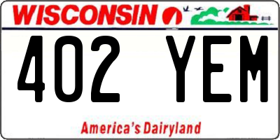 WI license plate 402YEM