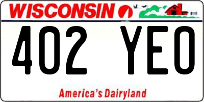 WI license plate 402YEO