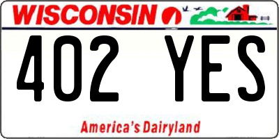 WI license plate 402YES