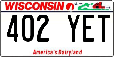 WI license plate 402YET