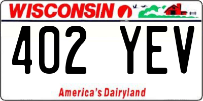 WI license plate 402YEV
