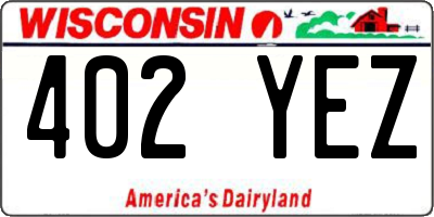 WI license plate 402YEZ