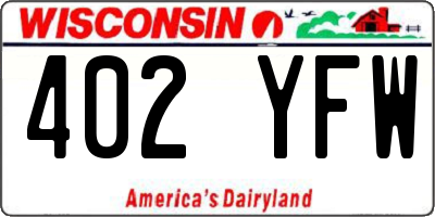 WI license plate 402YFW
