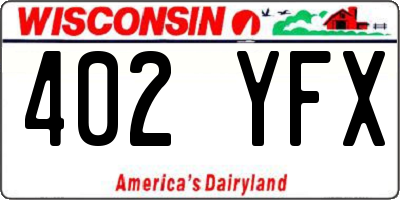 WI license plate 402YFX