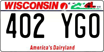 WI license plate 402YGO