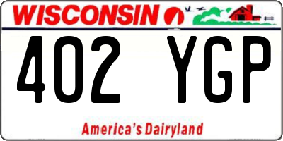 WI license plate 402YGP