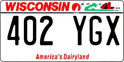 WI license plate 402YGX