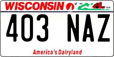 WI license plate 403NAZ