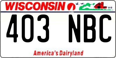WI license plate 403NBC
