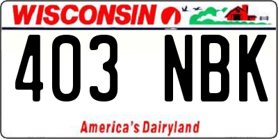 WI license plate 403NBK