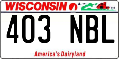 WI license plate 403NBL