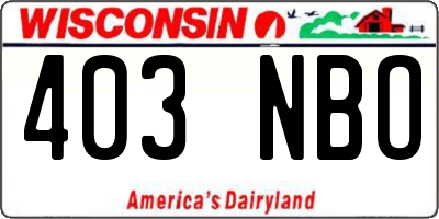 WI license plate 403NBO