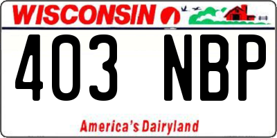 WI license plate 403NBP