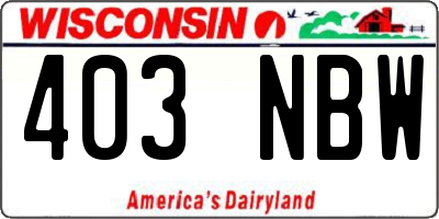 WI license plate 403NBW