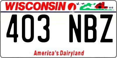WI license plate 403NBZ