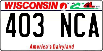 WI license plate 403NCA