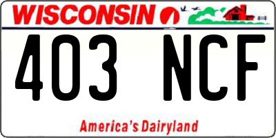 WI license plate 403NCF