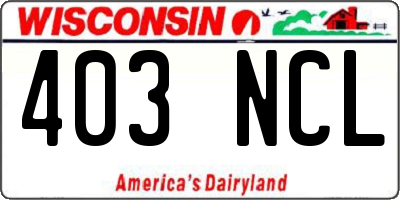 WI license plate 403NCL