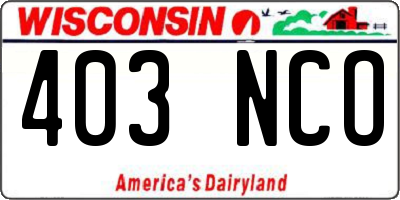 WI license plate 403NCO
