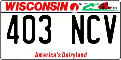 WI license plate 403NCV