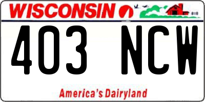 WI license plate 403NCW